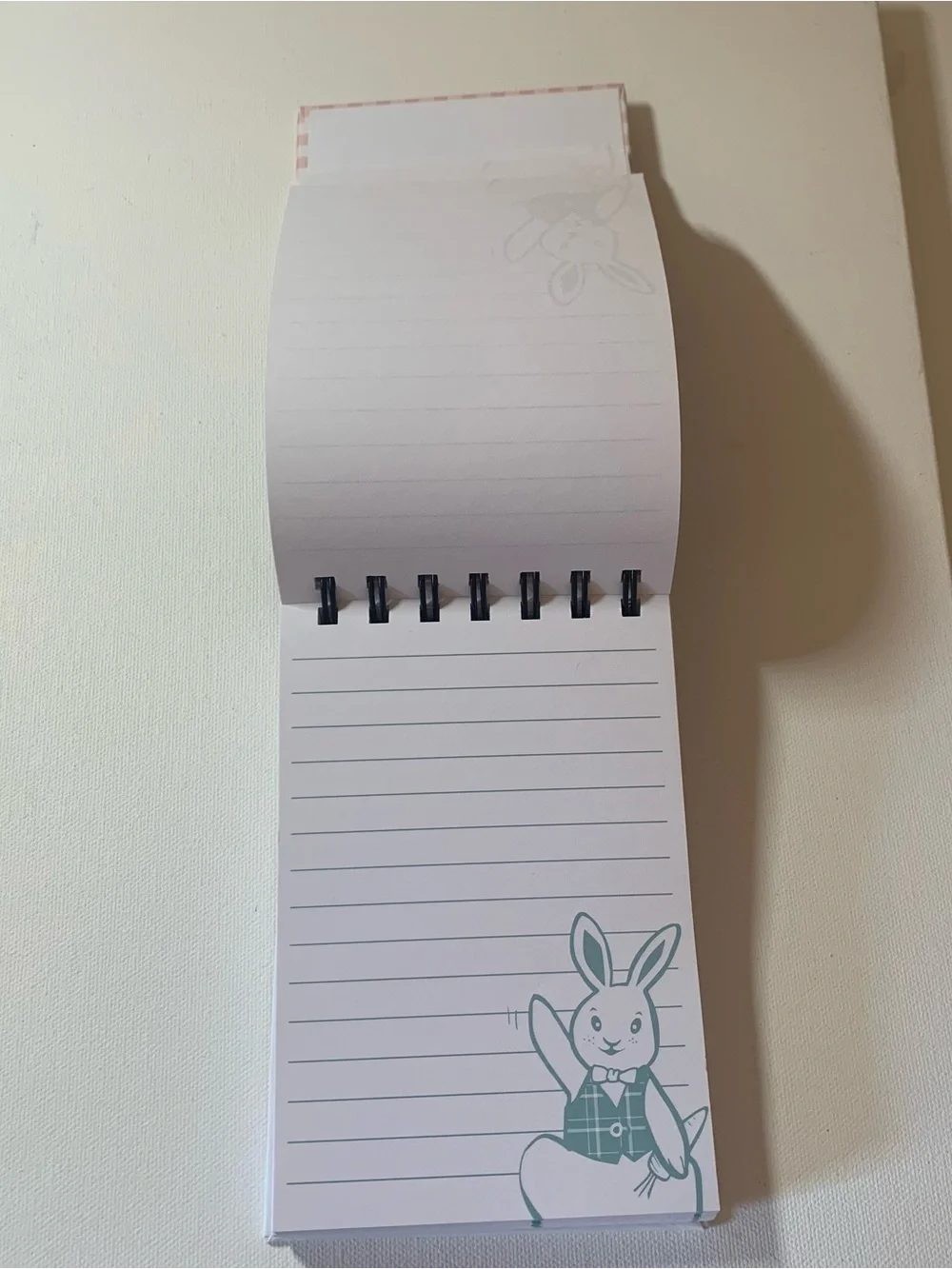 Pink and white gingham notepad with orange carrot graphic